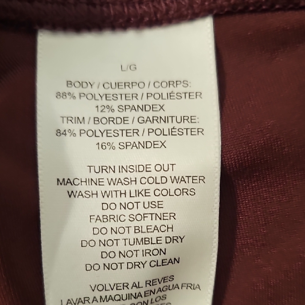 X By Gottex Leggings Maroon With Black Panels Size Large NWT - Picture 12 of 12